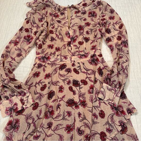 For Love & Lemons Agnes Floral Plunge Mini Dress in Soft Rose XS - Picture 12 of 13